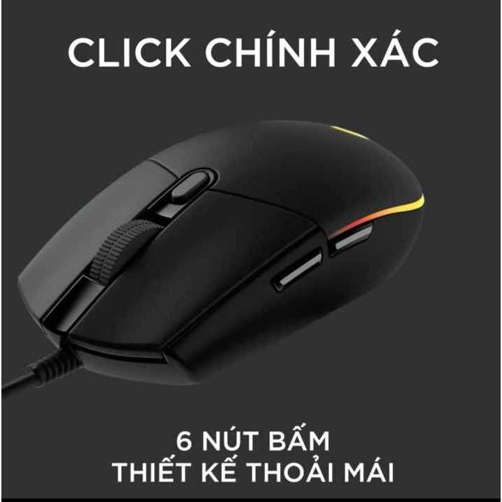 Chuột Máy Tính Có Dây Gaming Logitech G102, Chính Hãng, BH 12th, Hiển thị Đèn LED, 6 nút thông minh