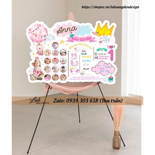 Bảng thành tích để bàn thiết kế theo yêu cầu chibi trang trí tiệc sinh nhật 80K