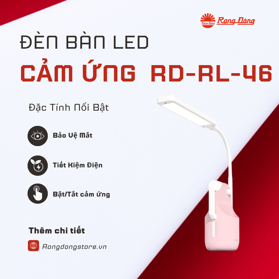 Đèn Bàn Học LED Cảm Ứng Để Bàn Học Hoặc Bàn Làm Việc RD-RL-46 6W RẠNG ĐÔNG