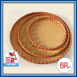 Sỉ Mẹt tre đan thủ công bày hoa quả decor nhà cửa trang trí Tết Trung Thu - Mẹt viền đỏ để đồ ăn phục vụ nhà hàng 02096