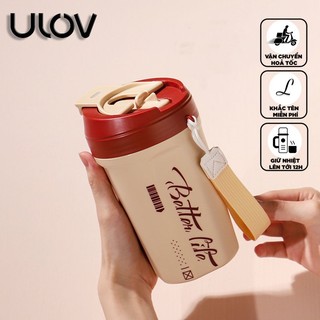 Ly giữ nhiệt văn phòng nắp chống đổ có quai xách 520ml, inox 304 chính hãng ULOV-COCGN06