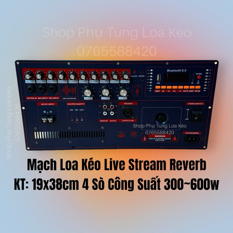 Mạch Loa Kéo Echo Reverb Công Suất 600w Đôi Có Quạt + Chức Năng Live Stream