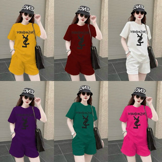 Set bộ short nữ cotton thêu logo cao cấp