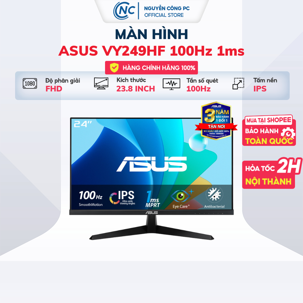 Màn hình ASUS VY24EHF kích thước 24 inch IPS, độ phân giải FHD, tần số 100Hz - Hàng chính hãng BH 36 tháng | BigBuy360 - bigbuy360.vn