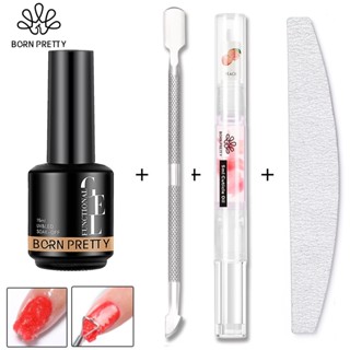 BORN PRETTY Phá Gel Set Nước Phá Gel Bút dưỡng viền móng loại tốt Cây Đẩy Da Chết