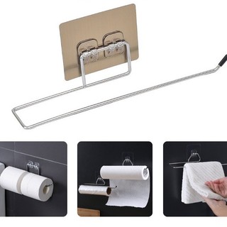 Giá inox treo cuộn giấy - khăn lau dán tường - Móc dán tường treo cuộn giấy