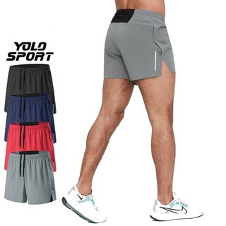 Quần Chạy Bộ Nam 2 Lớp Xẻ Hông Short Tập Gym Thể Thao Thoáng Khí Thoải Mái Vận Động Có Túi Sau Đựng Điện Thoại YOLOSPORT