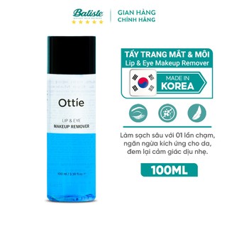 Tẩy Trang Mắt & Môi Làm Sạch Sâu Dịu Nhẹ Cho Mọi Loại Da Ottie Lip & Eye Makeup Remove 100ml
