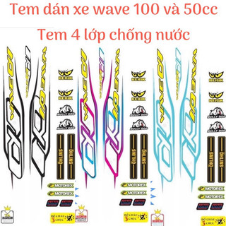 [Nhiều màu]Tem rời xe WAVE ALPHA 100 & 50cc Mẫu mới 2021,tem 4 lớp in tặng kèm nhiều hình dán nhỏ