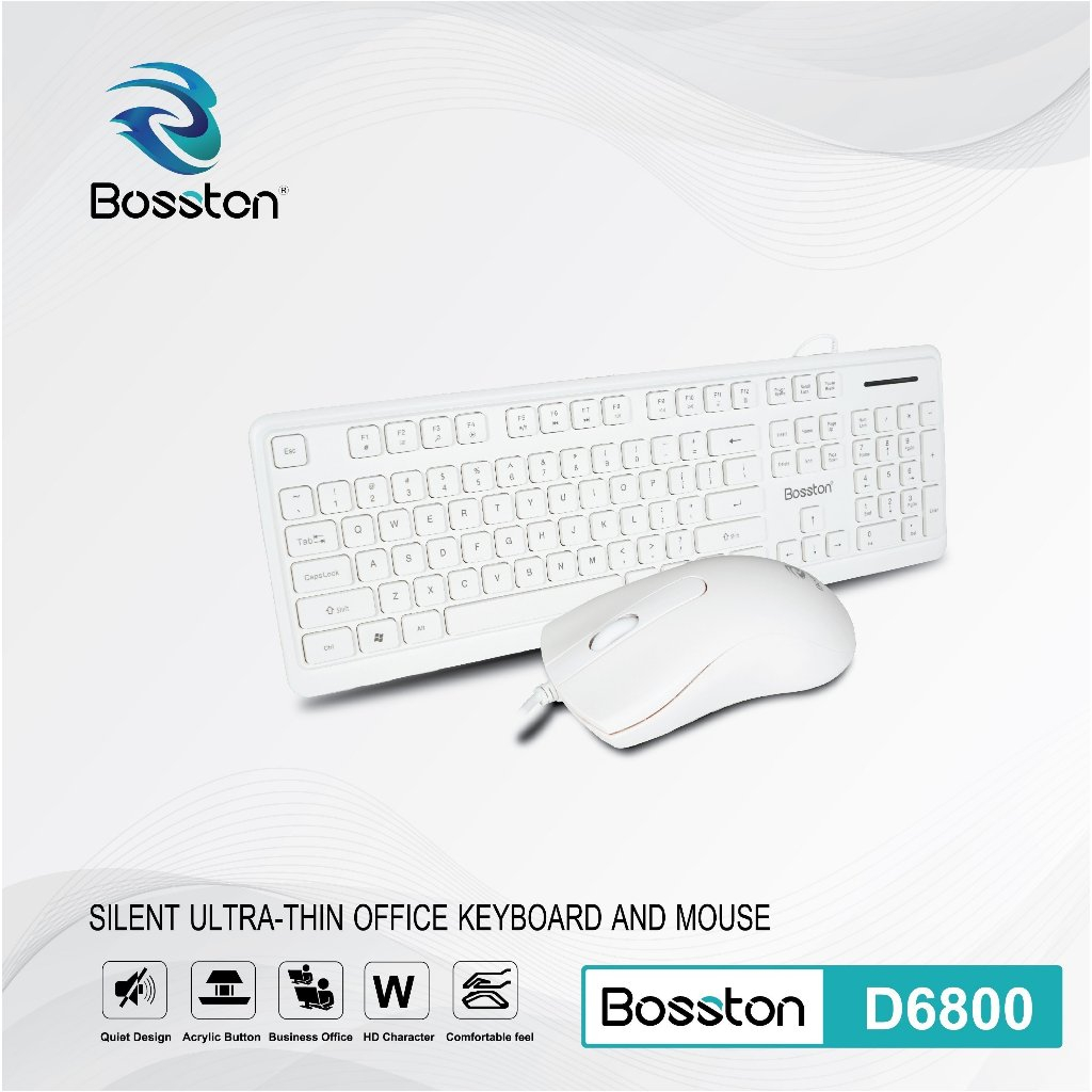 Combo Bàn phím + chuột BOSSTON D6800 Full Hồng/ Full Trắng Chính hãng
