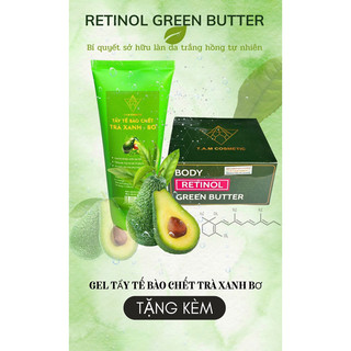 Kem dưỡng trắng da Body Bơ Trà Xanh TAM 200gr tặng 1 tẩy tế bào da chết