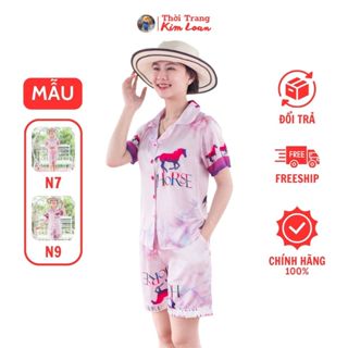 Đồ bộ đùi Pijama nữ có nhiều phiên bản màu phối hoạ tiết, đồ mặc nhà - Chất liệu lụa Latin cao cấp