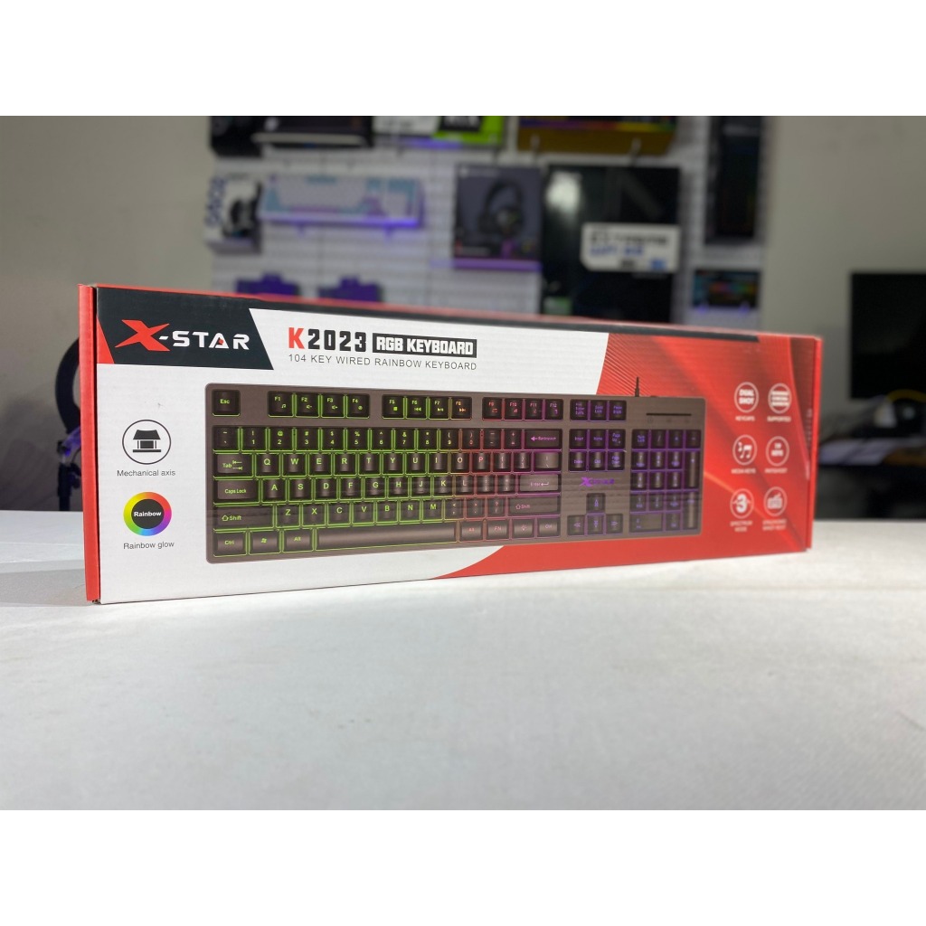 COMBO BỘ BÀN PHÍM GIẢ CƠ XSTAR K2023 LED In chìm Đen