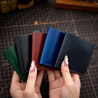 Ví da bò mini đơn giản - Da bò nhập khẩu đồ Da handmade - Màu đỏ đô