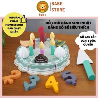 Bộ đồ chơi bánh sinh nhật Kabi bằng gỗ cao cấp cho bé Montessori giáo dục sớm thông minh trí tuệ nhập vai BABE STORE