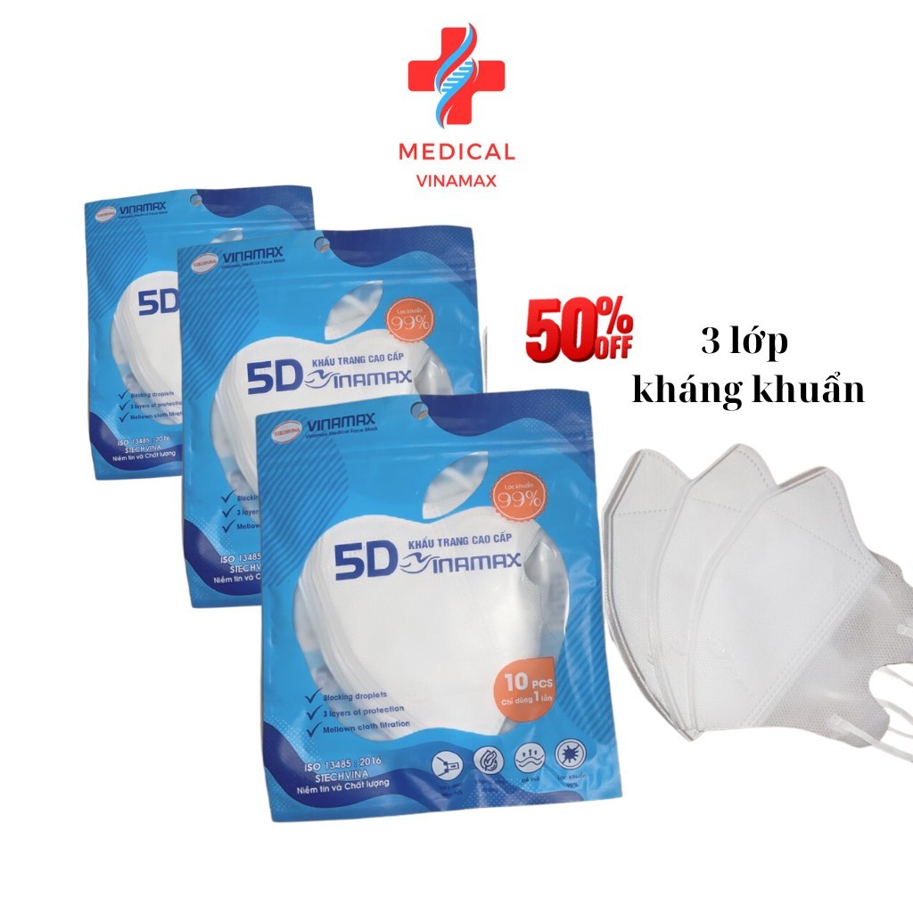 [Thùng 100 cái] Khẩu trang 5D mask VINAMASK.