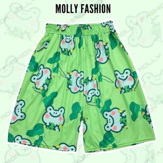 Quần Short hoạt hình Unisex ẾCH XANH ❤️ Quần đùi nam nữ mặc nhà Freesize Molly Fashion