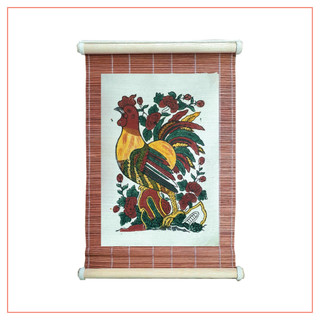 Tranh Đông Hồ - Gà trống hoa hồng - Dong Ho folk woodcut painting