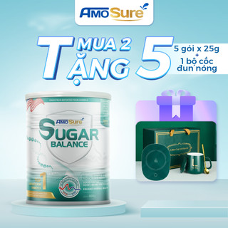 Mua 2 tặng 5 gói, sữa bột dinh dưỡng AmoSure Sugar Balance dành cho người tiểu đường, tiền đái tháo đường