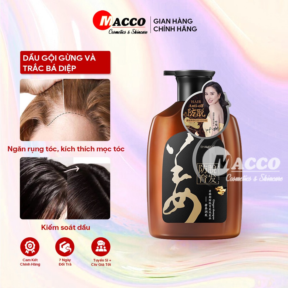  Dầu Gội Gừng Trắc Bá Diệp  500ml  Giảm Dầu Ngứa Ngăn Rụng Tóc Tăng Mọc Tóc 