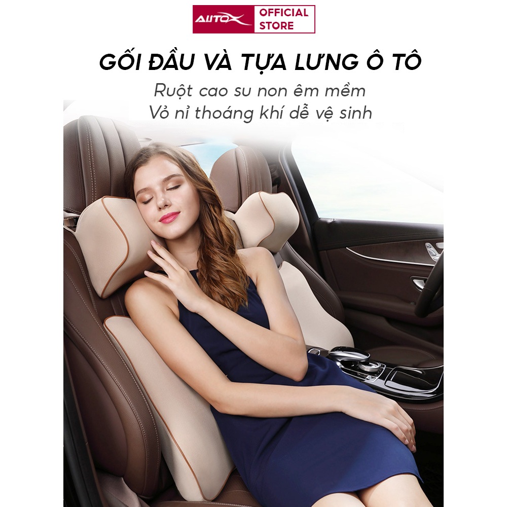 Gối tựa đầu ô tô cao su non AutoX êm mềm thoải mái giảm đau mỏi cổ vai gáy | BigBuy360 - bigbuy360.vn