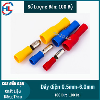 Cos đầu đạn, đầu cos nối dây điện, cos nối thẳng [ 100 Bộ ]