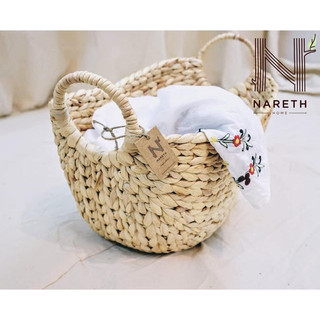 Sọt đựng quần áo , đựng đồ , decor trang trí dáng thuyền bằng cói lục bình