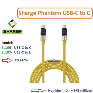 Cáp sạc Sharge (Shargeek) Phantom USB-C-C 240W và C-L | SL106 SL107 | Hợp kim nhôm + TPE + Silicon + Đèn Led | Dài 1m2