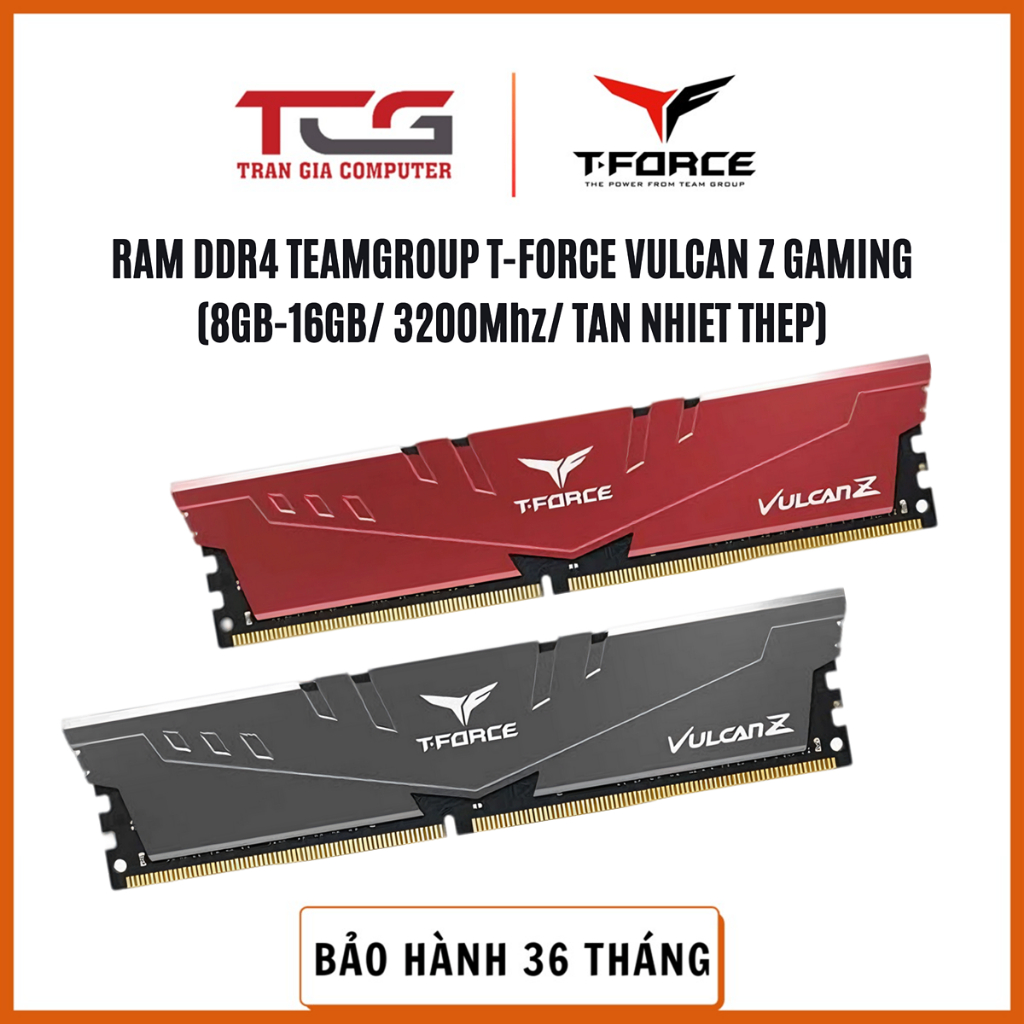 [Voucher Gảm 20% Khi Mua Qua Video] Ram Máy Tính TeamGroup T-Force Vulcan Z Gaming (8GB/16GB/ DDR4/ 3200Mhz/ Tản Thép)