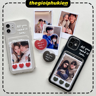 Ốp lưng iphone trong túi đựng thẻ ảnh Cặp đôi trái tim 7/7plus/8/8plus/xs/11/12/13/14/15/pro/max/plus/promax - ct2021
