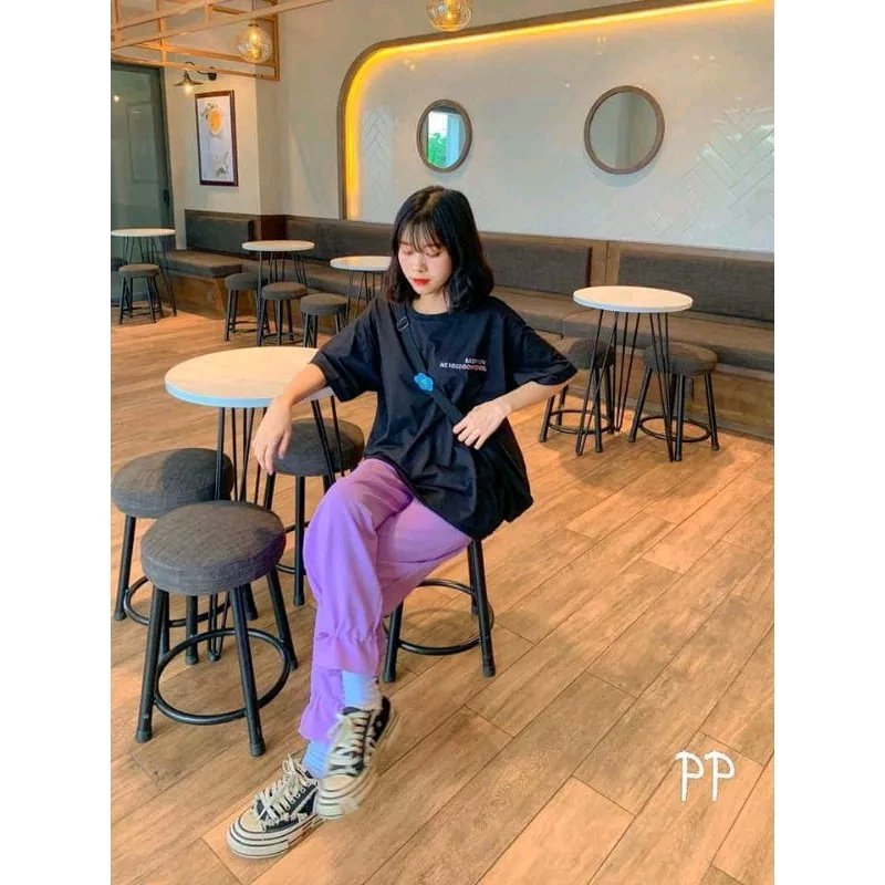 Quần dài tuyết mưa kiểu cạp cao lưng chun phối túi 2 bên màu tím dễ thương SL