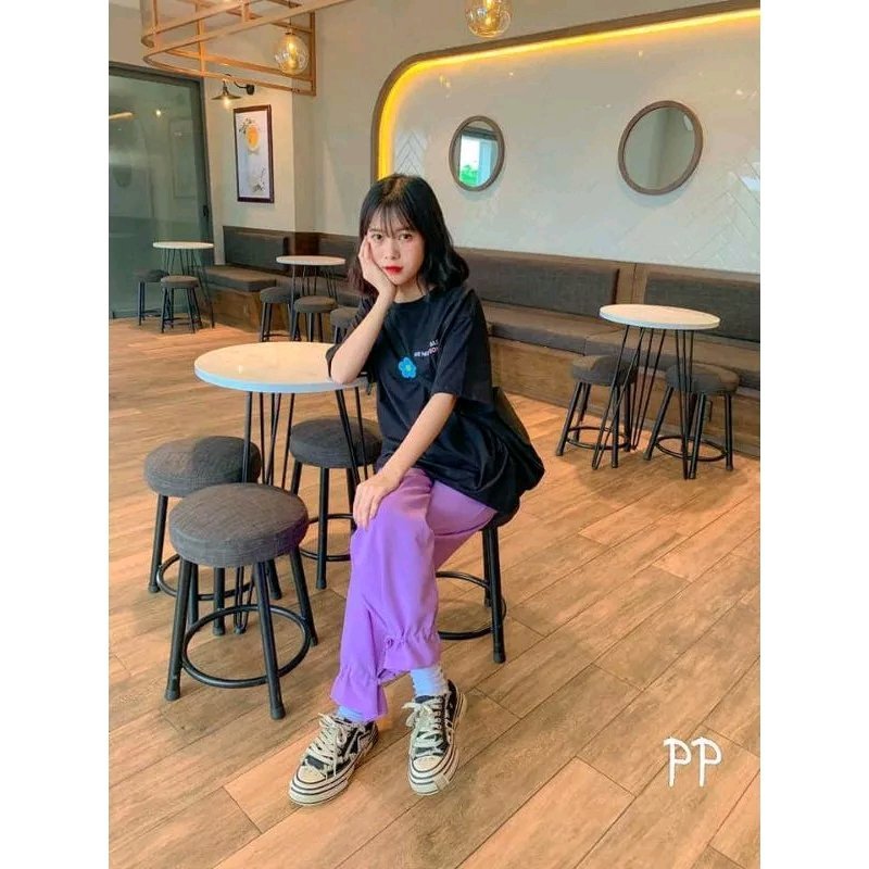 Quần dài tuyết mưa kiểu cạp cao lưng chun phối túi 2 bên màu tím dễ thương SL