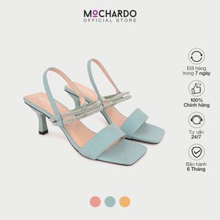 Giày Sandal Nữ Cao Gót Nhọn MOCHARDO SD-4 Quai Ngang Phối Xoàn 6cm -  Hàng chính hãng