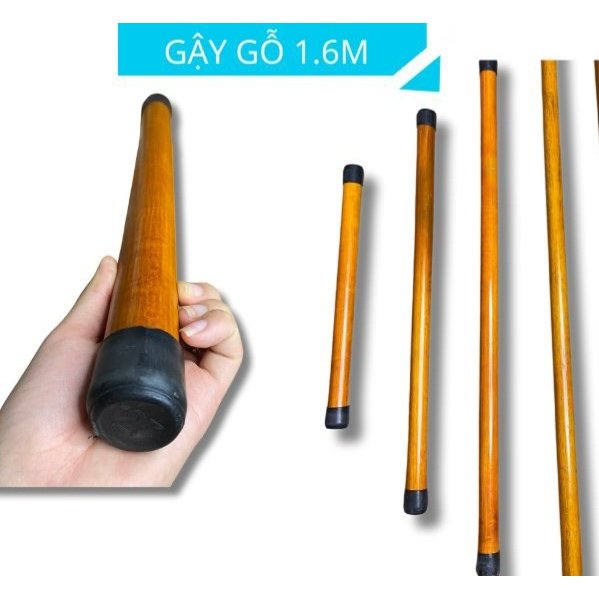 Gậy gỗ tập yoga, erobic, dưỡng sinh chất liệu gỗ tự nhiên cao cấp có bọc núm cao su 2 đầu dày dặn chắc chắn