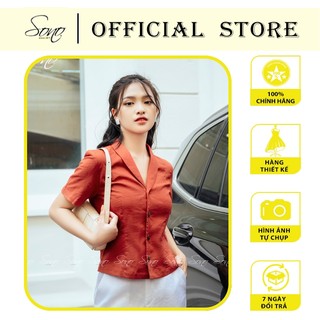 Sono - áo sơ mi cố vest cộc tay chất liệu linen cao cấp