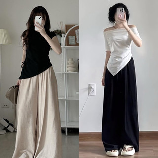 Quần suông ống rộng chất đũi tơ mềm , quần đũi ống rộng dáng dài