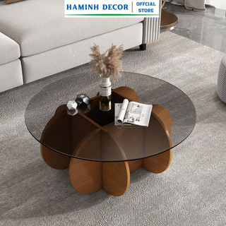 Bàn trà sofa phòng khách mặt kính, bàn sofa bàn để phòng khách, bàn kính decor phòng khách HM801