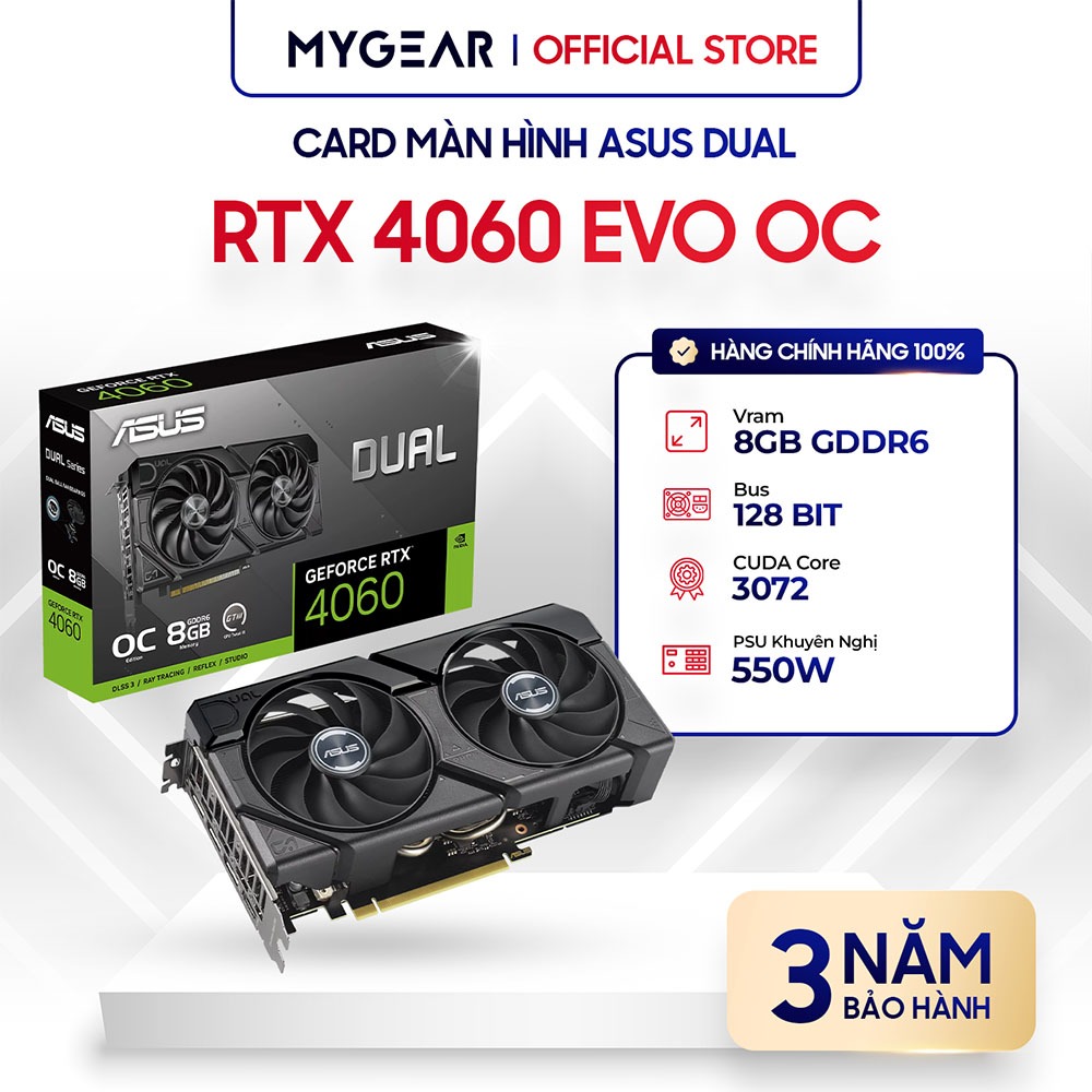 Card màn hình VGA Asus Dual GeForce RTX 4060 OC Edition 8GB GDDR6 - Bảo hành chính hãng 36 tháng | BigBuy360 - bigbuy360.vn