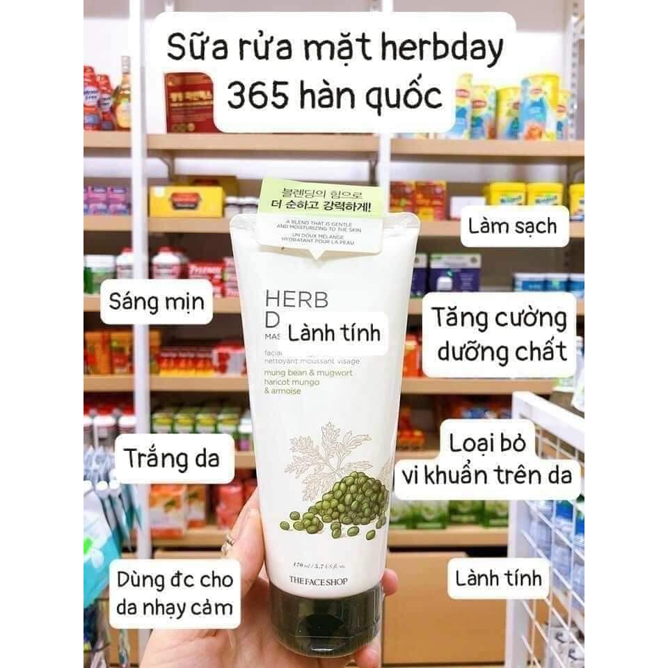 Sữa Rửa Mặt Tạo Bọt Herb Day 365 Master Blending Foaming Cleanser The Face Shop 170ml