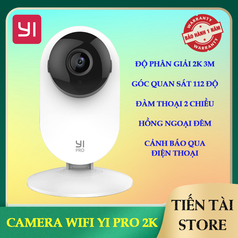 Camera wifi YI HOME PRO 2K 3 MEGAPIXEL siêu nét, đàm thoại 2 chiều, cảnh báo về điện thoại, hồng ngoại đêm, bh 1 năm