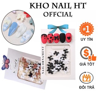 Charm nơ dài, ngắn đen trắng hồng gắn móng siêu xinh
