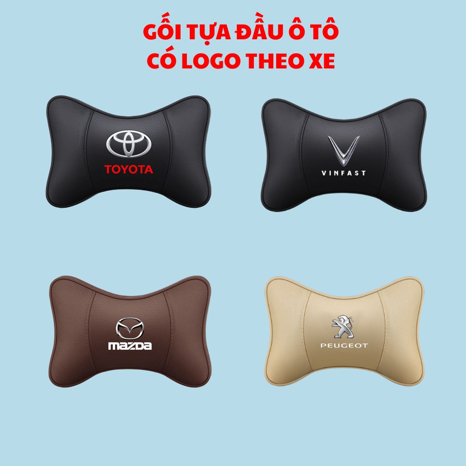 Gối Tựa Đầu Da Gắn Ghế Ngồi Ô Tô Có Logo Theo Hãng Xe