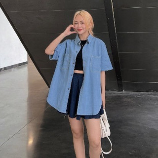 Áo sơ mi demim cộc tay oversize Spring Somibococtay5037/P13K26