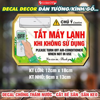 Miếng Dán Tắt Máy Lạnh Khi Không Sử Dụng 🌈Freeship Sticker Tắt Máy Lạnh - Decal Dán Tắt Điện Chống Nước Nhà Ở, Công Ty