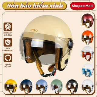 Mũ bảo hiểm 3/4 kính liền VARO viền đồng thông gió Cao Cấp