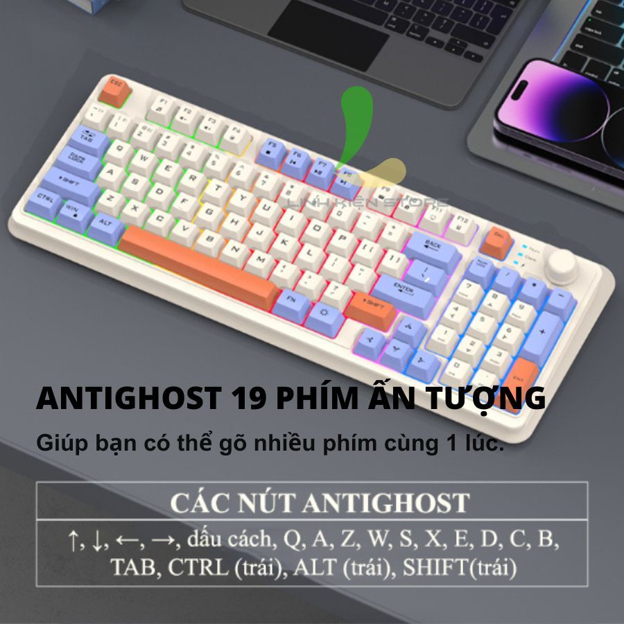 Bàn Phím Giả Cơ HOSAN Xunfox K94 Kết Nối 3 Chế Độ Linh Hoạt Cùng 19 Phím Antighost Tiện Dụng | BigBuy360 - bigbuy360.vn