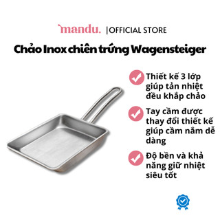 Chảo chữ nhật chống dính inox chiên trứng, chảo vuông cuộn trứng Wagensteiger, đáy 3 lớp stainless steel cao cấp