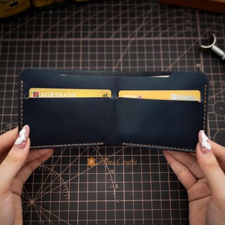 Ví da nữ mini thủ công - Ví minimalist - Da bò nhập khẩu - Đồ da Handmade - Màu đen