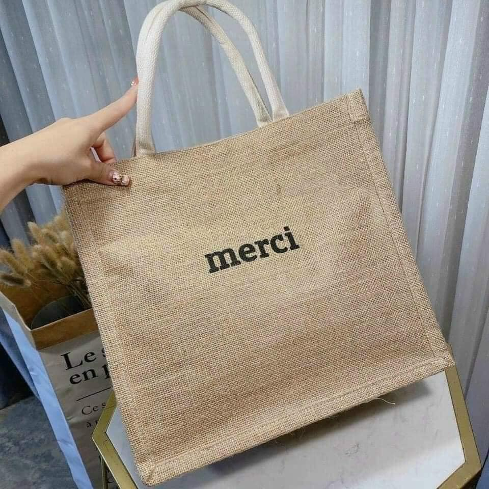 Túi cói (Merci) hot hit Túi cói Merci đi du lịch loại 1 túi to