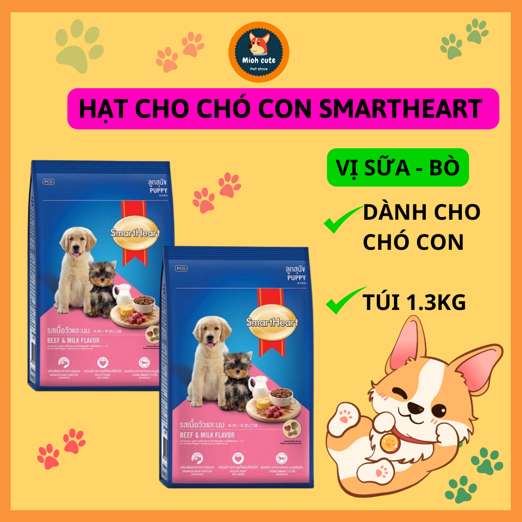 Thức ăn hạt cho chó con Smartheart Túi 1,3kg